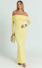 Bethanie Maxi Dress - Off The Shoulder Mesh Dress in Lemon