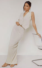 Vance Maxi Skirt - Linen Back Split Skirt in Oat