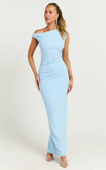 Genie Maxi Dress - Off The Shoulder Dress in Baby Blue