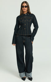 Lioness - Top Model Cuffed Jeans in Dark Denim
