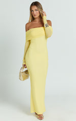 Bethanie Maxi Dress - Off The Shoulder Mesh Dress in Lemon