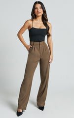 Lorcan Pants - High Waisted Tailored Pants in Olive