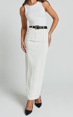 Stella Maxi Skirt - High Waisted Pencil Skirt in Stone