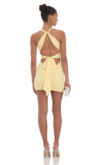 Twist Open Back Dress in Yellow