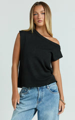 Marilou Top - Knit Off Shoulder Top in Black
