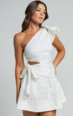 Mathilda Mini Dress - Cut Out Side Wrap Dress in White