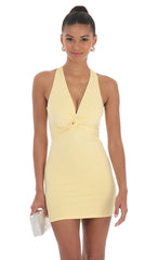 Twist Open Back Dress in Yellow