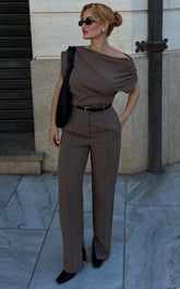Rogers Pants - High Waisted Pants in Mocha