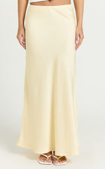 Amari Maxi Skirt - High Waisted Bias Cut Skirt in Lemon