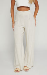 Alina Pants - Linen High Waisted Wide Leg Relaxed Pants in Natural