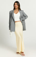 Amari Maxi Skirt - High Waisted Bias Cut Skirt in Lemon