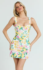 Janice Mini Dress - Square Neckline Dress in Le Citron