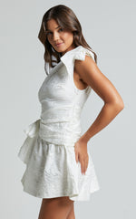 Mathilda Mini Dress - Cut Out Side Wrap Dress in White