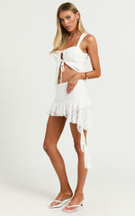 Anita Mini Skirt - Asymmetric Lace Frill Skirt in White