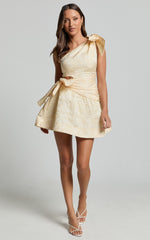 Mathilda Mini Dress - Cut Out Side Wrap Dress in Lemon