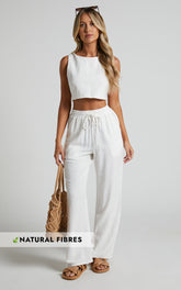 Kala Pants - Mid Waisted Relaxed Elastic Waist Pants in White
