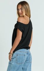 Marilou Top - Knit Off Shoulder Top in Black
