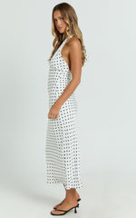 Grayson Midi Dress - Tie Halter Neck Slip Dress in White / Black