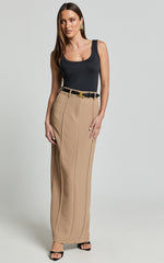 Stella Maxi Skirt - High Waisted Pencil Skirt in Tan