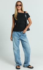 Marilou Top - Knit Off Shoulder Top in Black