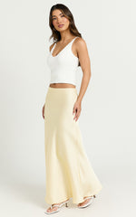 Amari Maxi Skirt - High Waisted Bias Cut Skirt in Lemon