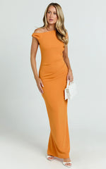 Genie Maxi Dress - Off The Shoulder Dress in Orange