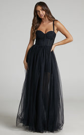 Emmary - Bustier Bodice Tulle Dress in Black