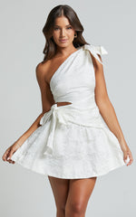 Mathilda Mini Dress - Cut Out Side Wrap Dress in White