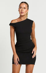 Vilma Mini Dress - One Shoulder Bodycon Dress in Black
