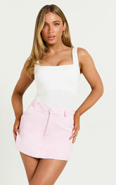Valerie Skort - High Waist Mini Tweed Skort in Light Pink