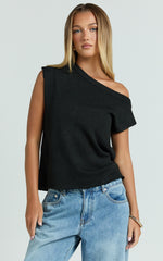 Marilou Top - Knit Off Shoulder Top in Black
