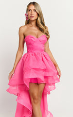 Amalie The Label - Musee Sweetheart High Low Dress in Hot Pink
