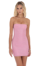 Rhinestone Strapless Bodycon Dress in Pink