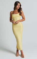 Abegaille Midi Dress - Bodycon Dress in Lemon