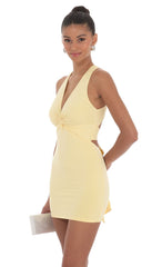 Twist Open Back Dress in Yellow