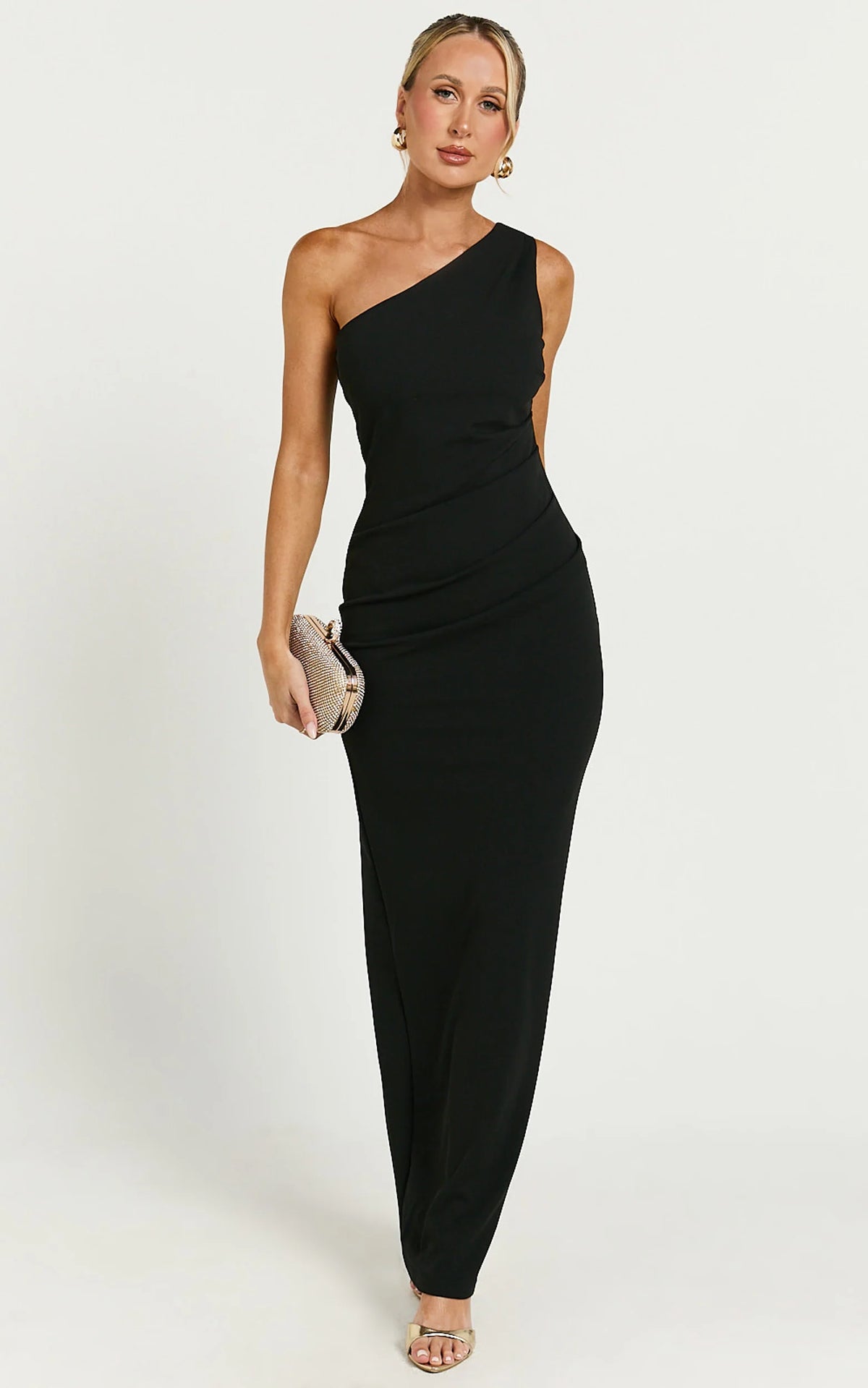 Criselda Maxi Dress - One Shoulder Maxi Dress in Black