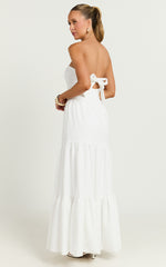 Trish Maxi Dress - Strapless Tiered Dress in White
