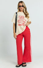 Alena Top - Oversized Darlin Print Tee in Beige