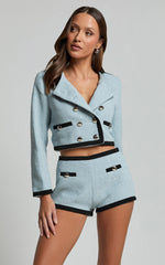Gina Shorts - Contrast Pocket Detail Shorts in Ice Blue