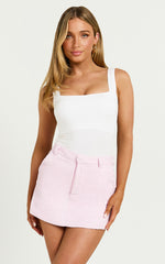 Valerie Skort - High Waist Mini Tweed Skort in Light Pink