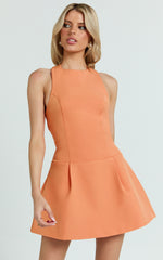 Bianca Mini Dress - Halter High Neck Tulip Dress in Orange