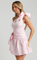 Mathilda Mini Dress - Cut Out Side Wrap Dress in Pink