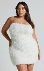 Reis Mini Dress - Textured Strapless Bodycon in White