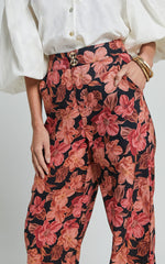 Amalie The Label - Rosabel Linen Blend High Waisted Wide Leg Pants in Atalie Print