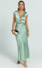 Hailey Maxi Dress - Cap Sleeve V Neck Dress in Sage