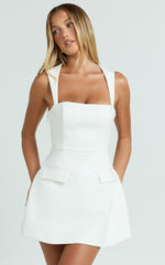 Garrett Mini Dress - Square Neck Fit And Flare Dress in White