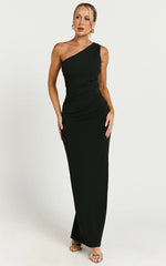 Criselda Maxi Dress - One Shoulder Maxi Dress in Black