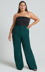 Lorcan Pants - High Waisted Tailored Pants in Forest Green
