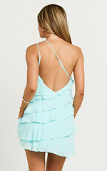 Cerin Mini Dress - Tiered Ruffle Dress in Blue
