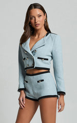 Gina Shorts - Contrast Pocket Detail Shorts in Ice Blue